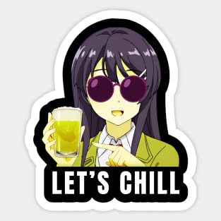 Let's Chill Cool Anime Girl Sticker